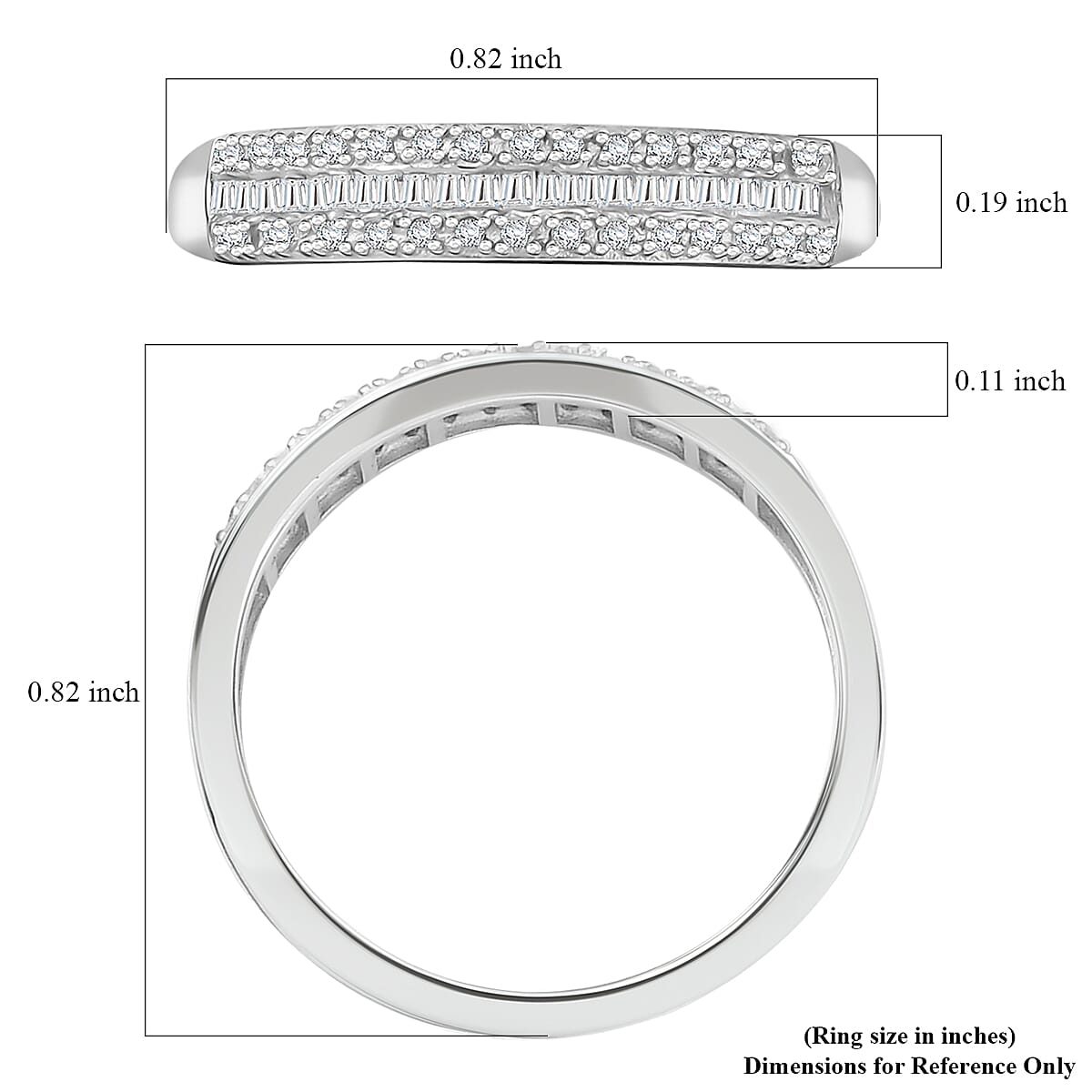 D'Joy Diamond 0.20 ctw Band Ring in Rhodium Over Sterling Silver (Size 10.0)
