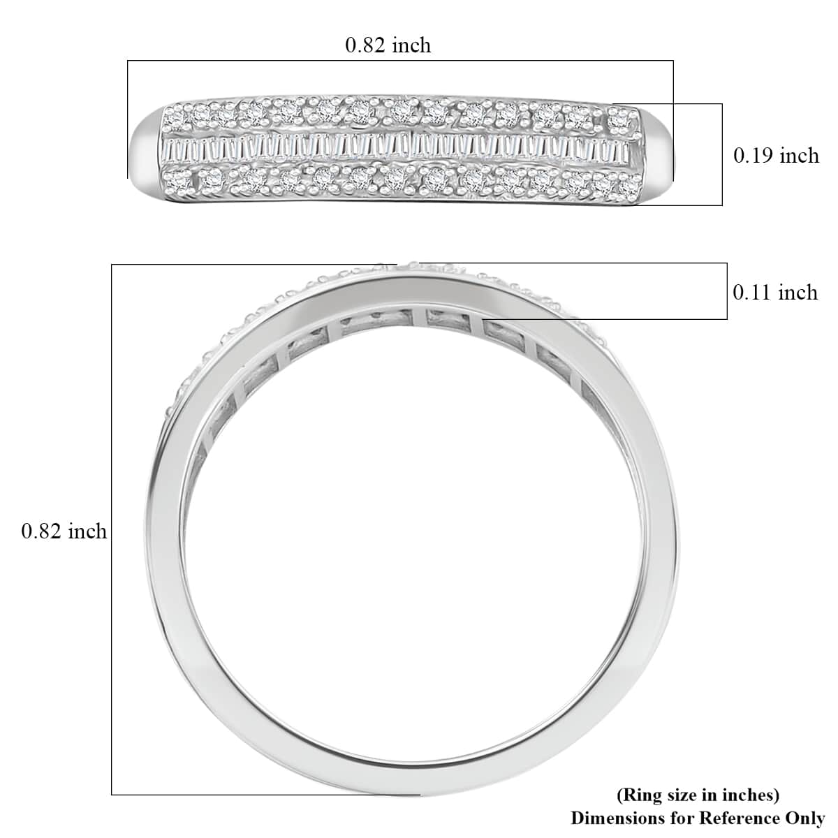 Diamond 0.20 ctw Band Ring in Rhodium Over Sterling Silver (Size 10.0) image number 5