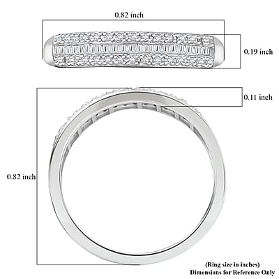 D'Joy Diamond 0.20 ctw Band Ring in Rhodium Over Sterling Silver (Size 10.0)