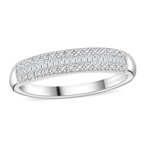 Diamond 0.20 ctw Band Ring in Rhodium Over Sterling Silver (Size 7.0)