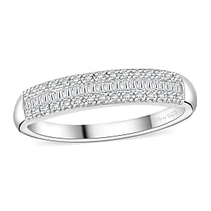 Diamond 0.20 ctw Band Ring in Rhodium Over Sterling Silver (Size 8.0)
