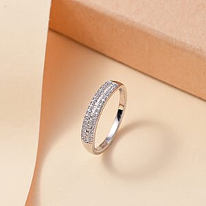 Diamond 0.20 ctw Band Ring in Rhodium Over Sterling Silver (Size 8.0)