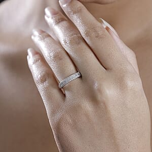 Diamond 0.20 ctw Band Ring in Rhodium Over Sterling Silver (Size 8.0)