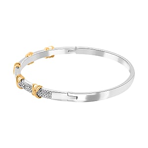 Doorbuster Simulated Diamond 10.00 ctw XOXO Bangle Bracelet in Dualtone (7.50 In) 