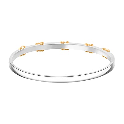 Simulated Diamond 10.00 ctw XOXO Bangle Bracelet in Dualtone (7.50 In)