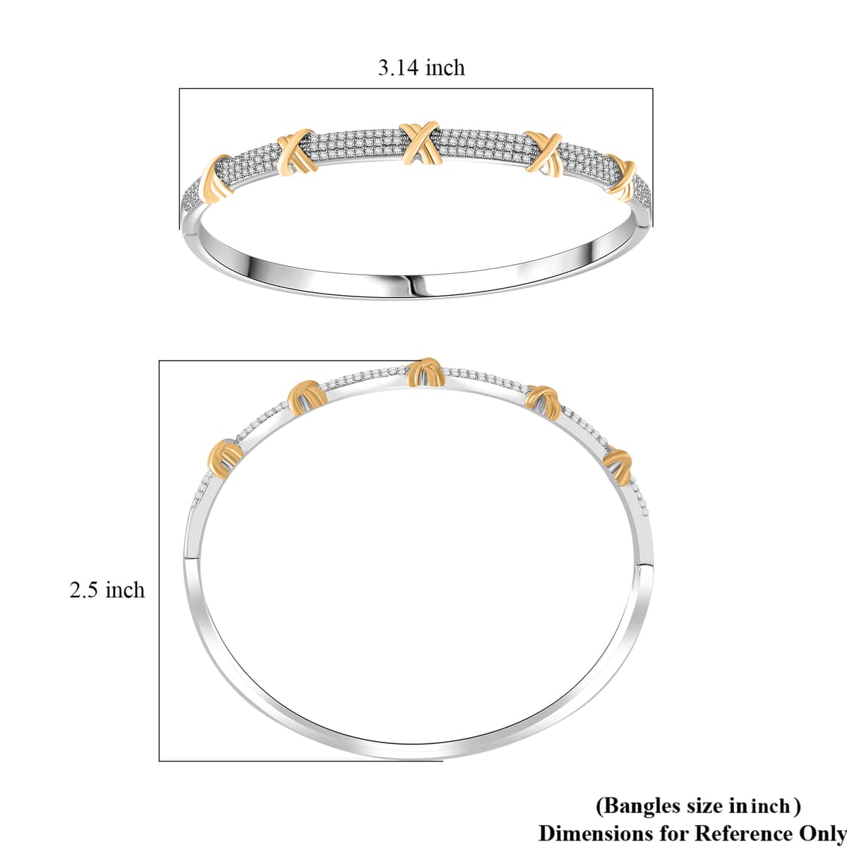 Doorbuster Simulated Diamond Bangle Bracelet in Dualtone (7.50 In) 10.00 ctw image number 6