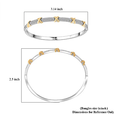 Simulated Diamond 10.00 ctw XOXO Bangle Bracelet in Dualtone (7.50 In)