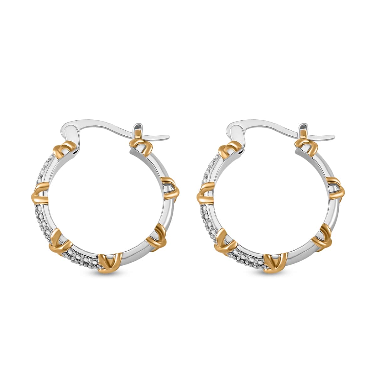 Doorbuster Simulated Diamond Hoop Earrings in Dualtone 5.00 ctw image number 3