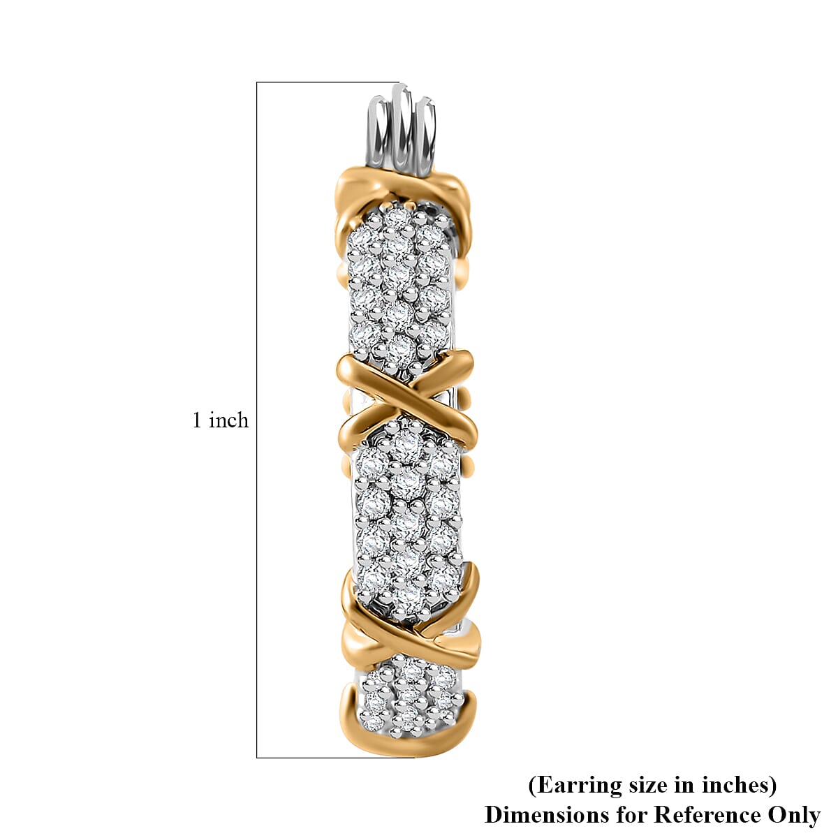  Simulated Diamond 5.00 ctw XOXO Hoop Earrings in Dualtone