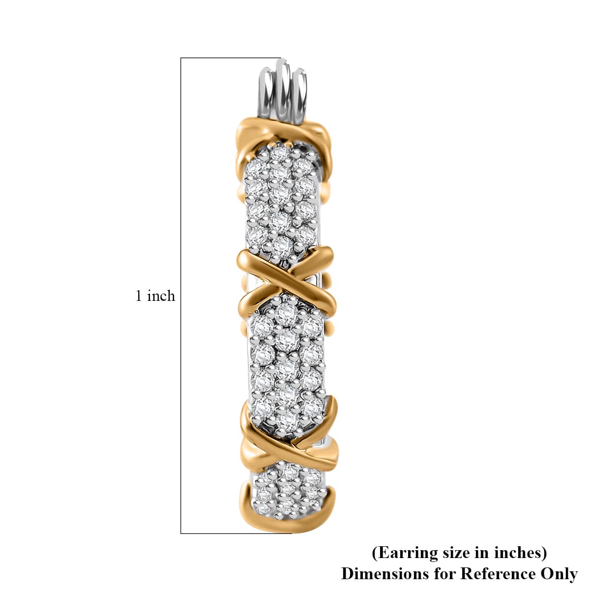 Doorbuster Simulated Diamond Hoop Earrings in Dualtone 5.00 ctw image number 5