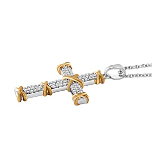  Simulated Diamond 3.50 ctw XOXO Cross Necklace 20-22 Inches in Dualtone