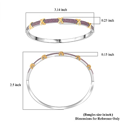 Simulated Pink Diamond 10.00 ctw XOXO Bangle Bracelet in Dualtone (7.50 In) 