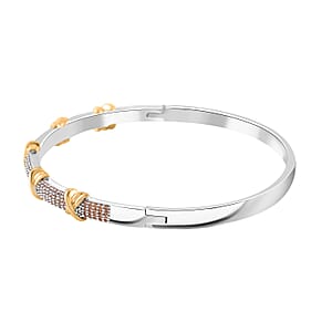  Simulated Champagne Color Diamond 10.00 ctw XOXO Bangle Bracelet in Dualtone (7.50 In) 