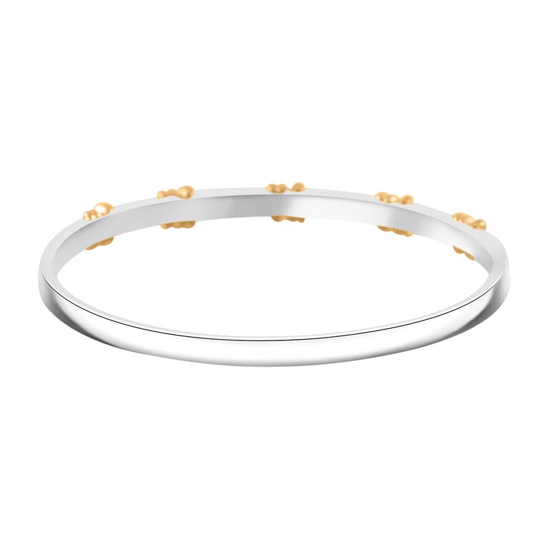 Simulated Champagne Color Diamond 10.00 ctw XOXO Bangle Bracelet in Dualtone (7.50 In)