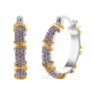 Simulated Pink Diamond 5.00 ctw Hoop Earrings in Dualtone 