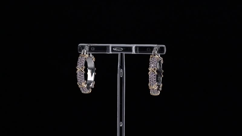 Doorbuster Simulated Diamond Hoop Earrings in Dualtone 5.00 ctw