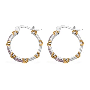 Doorbuster Simulated Pink Diamond 5.00 ctw XOXO Hoop Earrings in Dualtone 