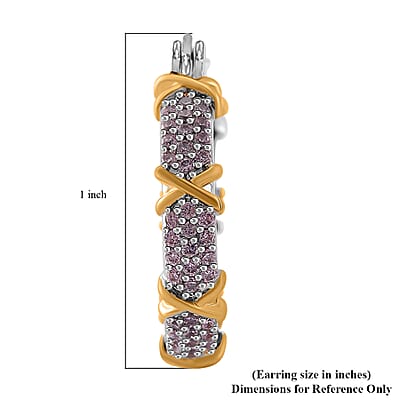  Simulated Pink Diamond 5.00 ctw XOXO Hoop Earrings in Dualtone 