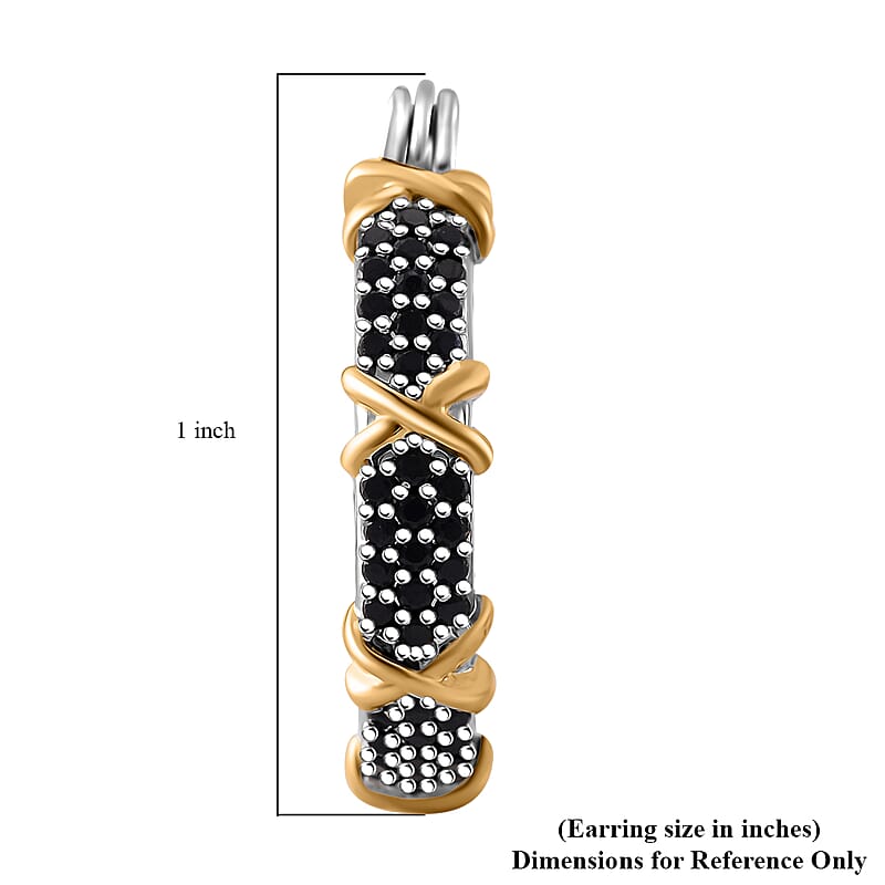  Simulated Black Diamond 5.00 ctw XOXO Hoop Earrings in Dualtone 