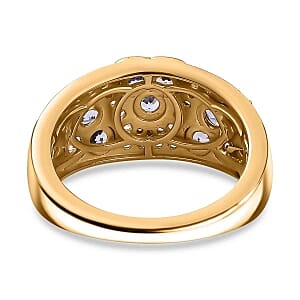 Tanzanite and White Zircon 1.76 ctw Cluster Ring in 18K Vermeil Yellow Gold Over Sterling Silver (Size 9.0) (5.11 g)