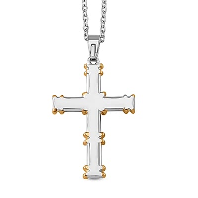  Simulated Pink Diamond 3.50 ctw XOXO Cross Necklace 20-22 Inches in Dualtone