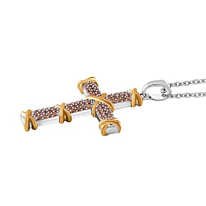  Simulated Champagne Color Diamond 3.50 ctw XOXO Cross Necklace 20-22 Inches in Dualtone