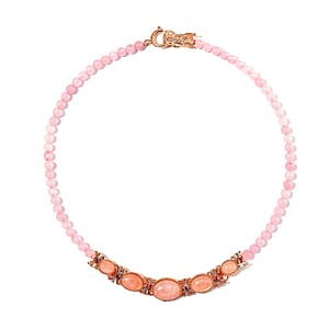 Galilea Rose Quartz and Pink Austrian Crystal 150.00 ctw Beaded Necklace in Rosetone 20 Inches