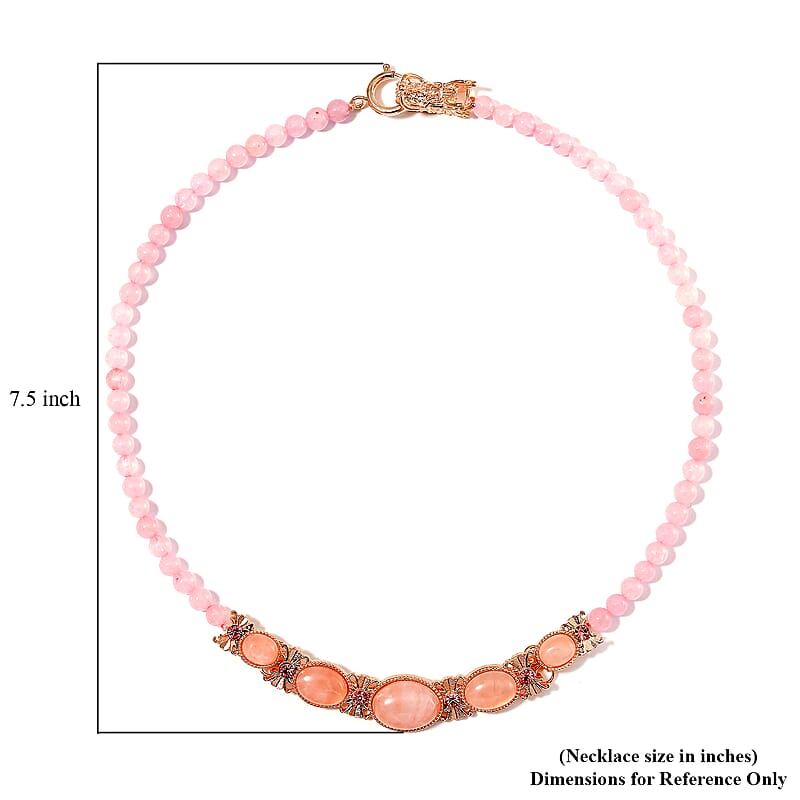 Galilea Rose Quartz and Pink Austrian Crystal 150.00 ctw Beaded Necklace in Rosetone 20 Inches