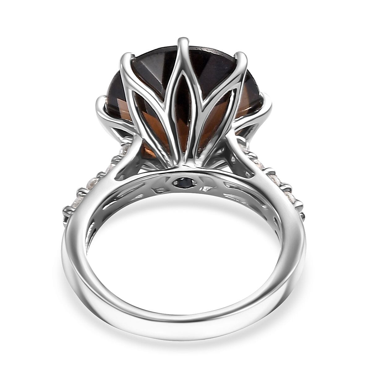 GP Brazilian Smoky Quartz, Multi Gemstone Ring in Rhodium Over Sterling Silver (Size 10.0) 9.85 ctw