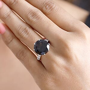 GP Italian Garden Collection Brazilian Smoky Quartz and Multi Gemstone 9.85 ctw Lotus Earth Beauty Ring in Rhodium Over Sterling Silver (Size 7.0)