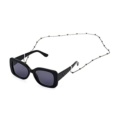 UV400 Polarized Sunglass with Chain and Storage Bag- Black