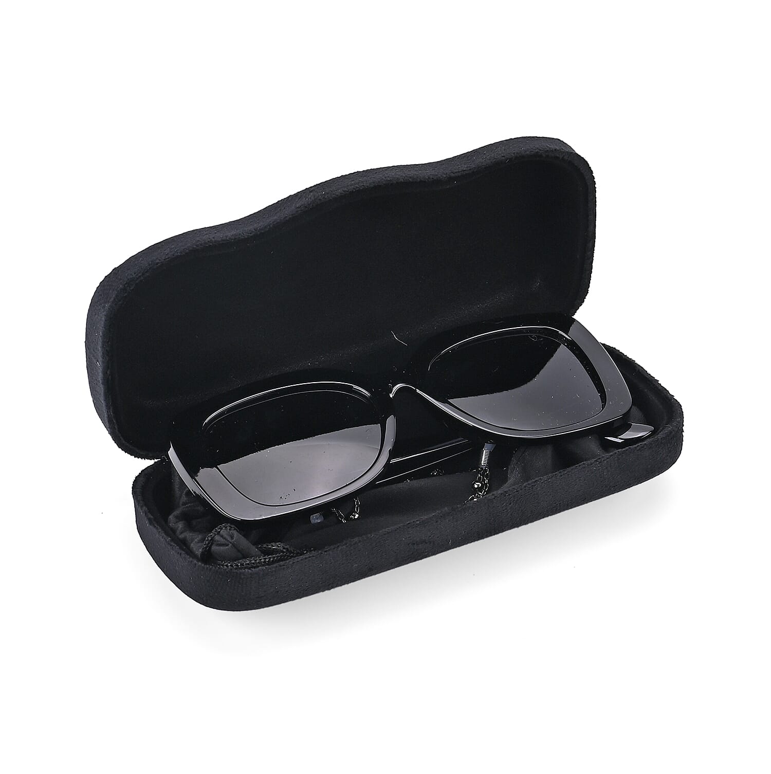 UV400 Polarized Sunglass with Chain and Storage Bag- Black
