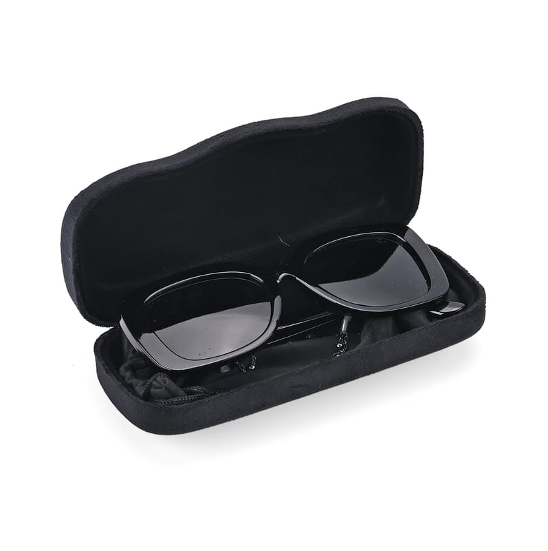 UV400 Polarized Sunglass with Chain and Storage Bag- Black