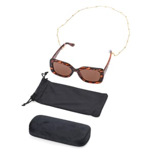 UV400 Polarized Sunglass with Chain and Storage Bag- Golden