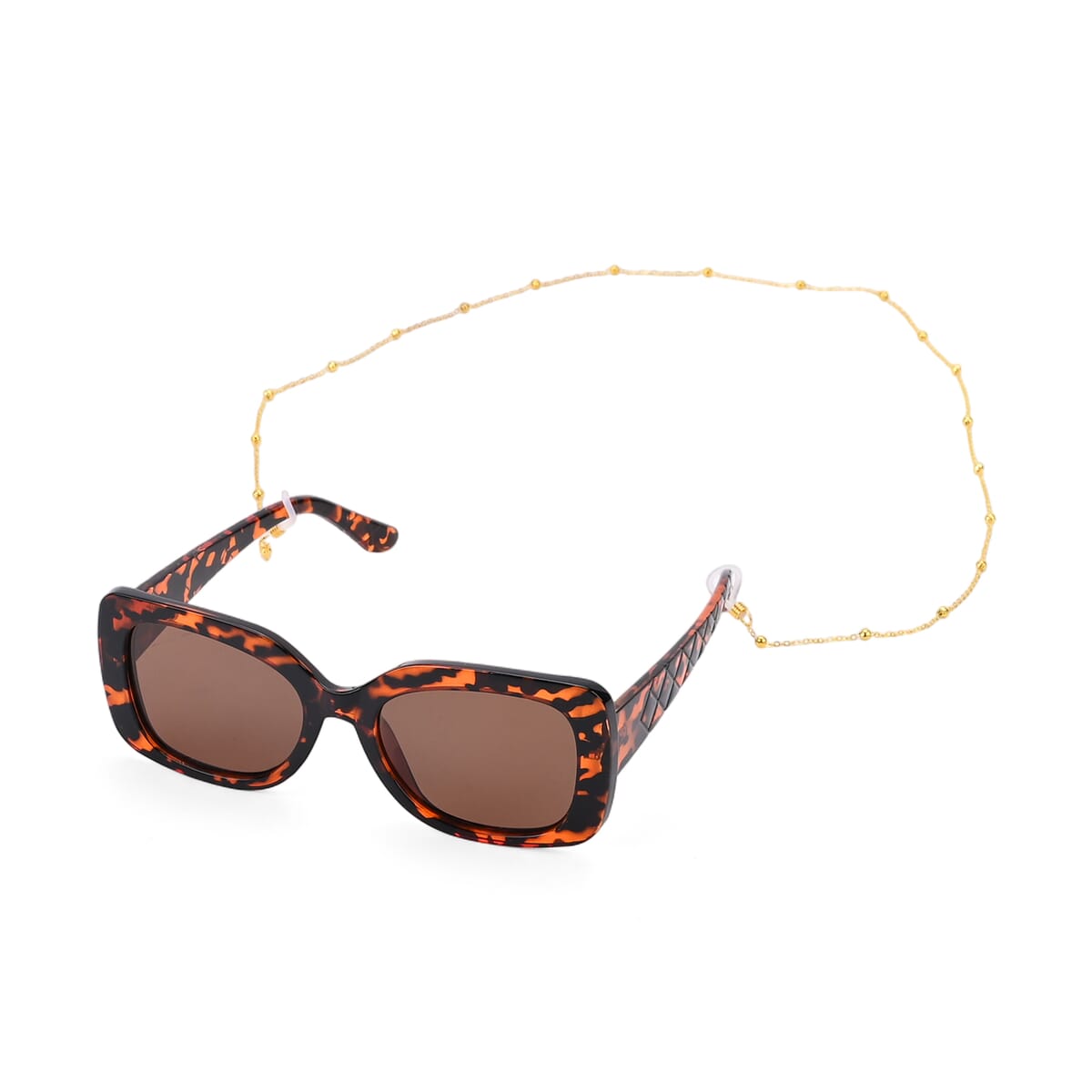 UV400 Polarized Sunglass with Chain and Storage Bag- Golden image number 5