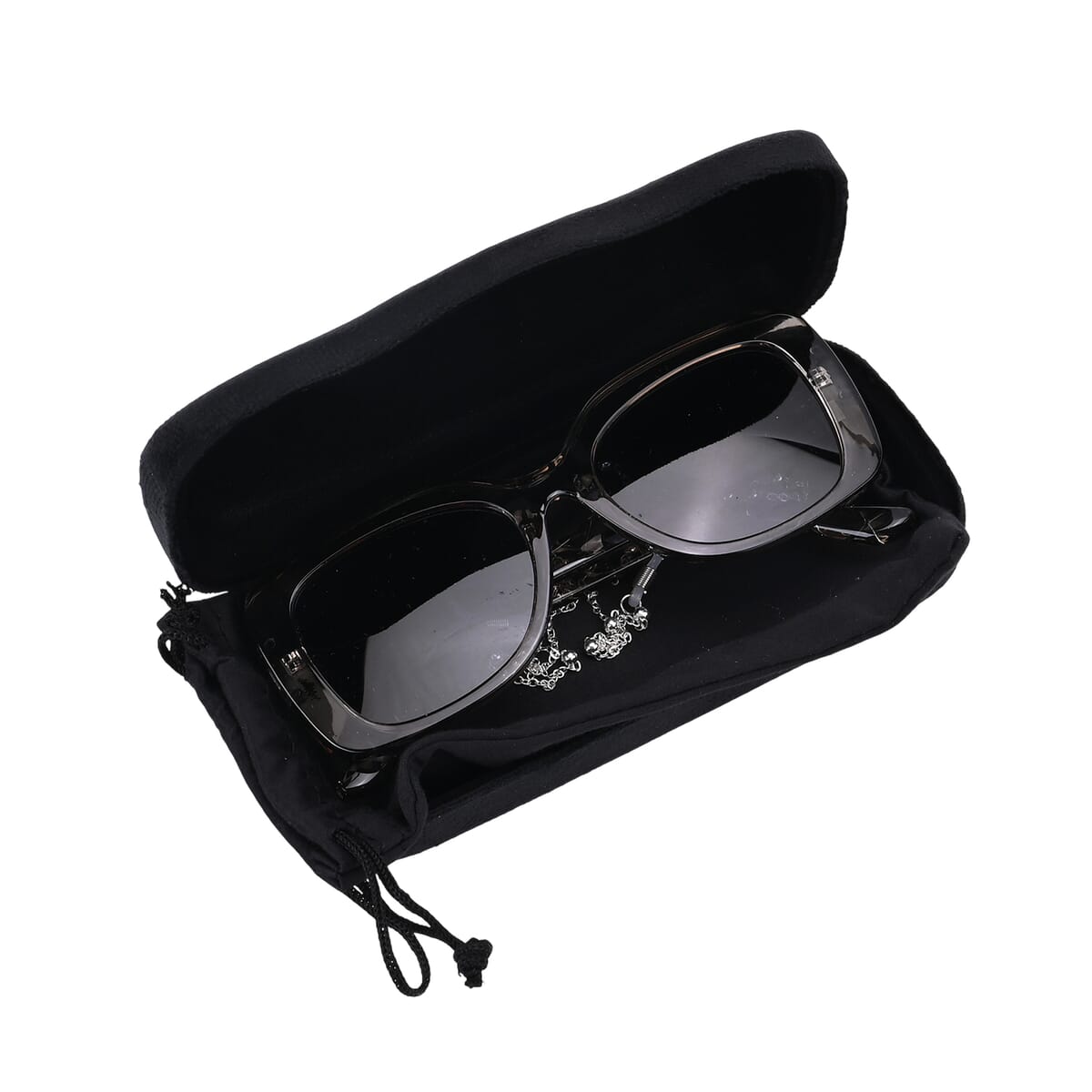 Value Buy UV400 Polarized Sunglass with Chain and Storage Bag- Silver image number 6