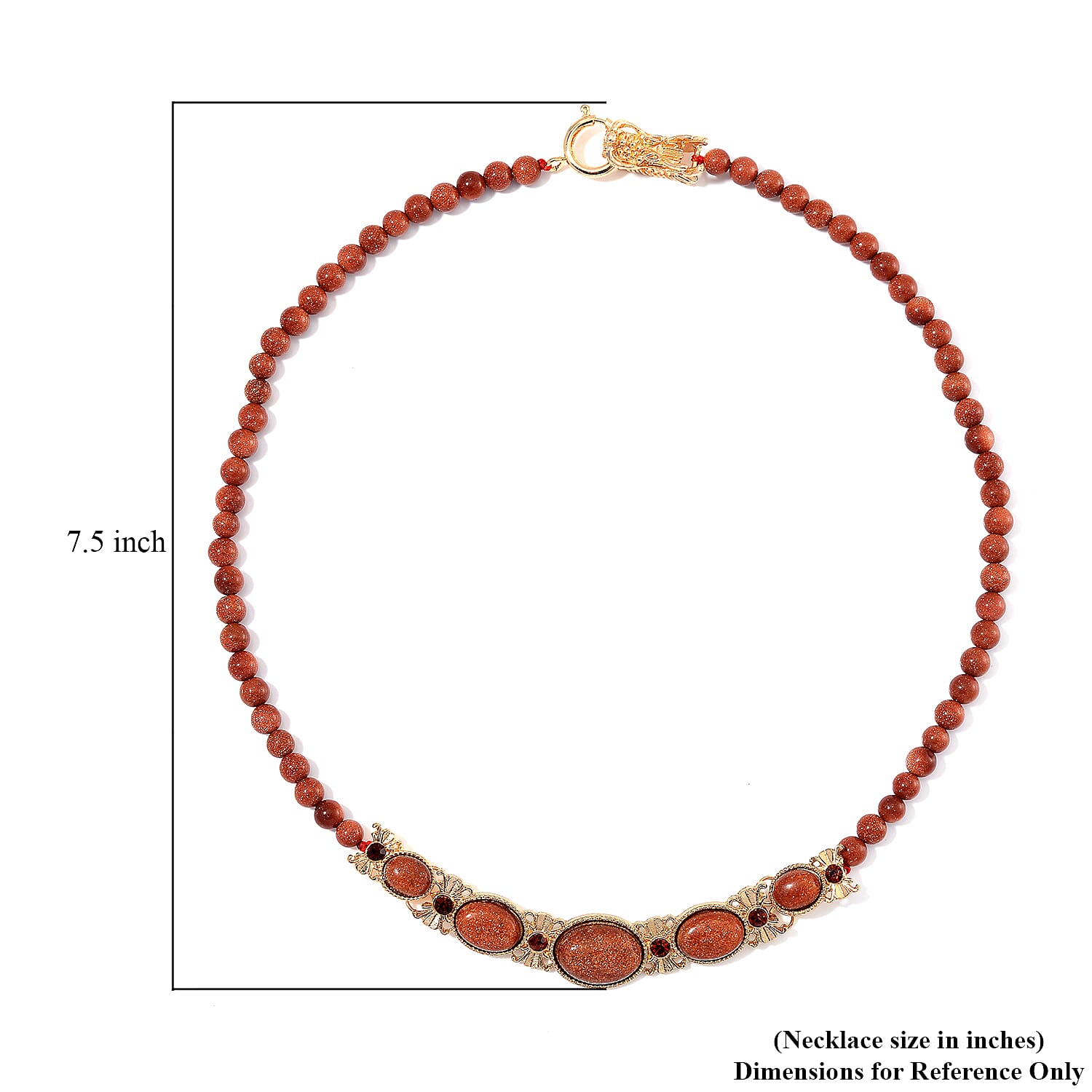 Gold Sandstone and Brown Austrian Crystal 150.00 ctw Beaded Necklace in Goldtone 20 Inches