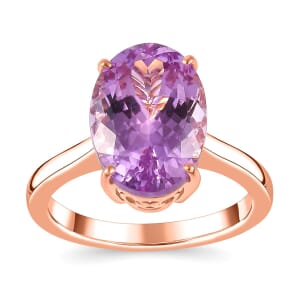 Luxoro Premium Martha Rocha Kunzite 7.45 ctw Solitaire Ring in 10K Rose Gold (Size 10.0)