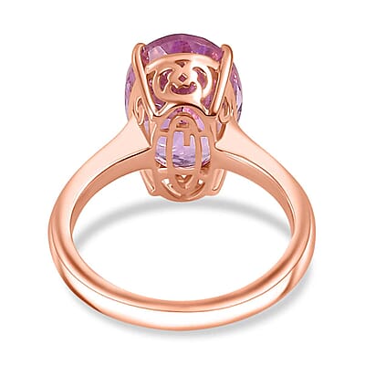 Luxoro Premium Martha Rocha Kunzite 7.45 ctw Solitaire Ring in 10K Rose Gold (Size 10.0)