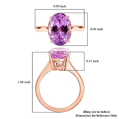 Luxoro Premium Martha Rocha Kunzite 7.45 ctw Solitaire Ring in 10K Rose Gold (Size 10.0)