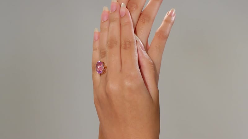 Luxoro 10K Rose Gold Premium Martha Rocha Kunzite Solitaire Ring (Size 10.0) 7.75 ctw