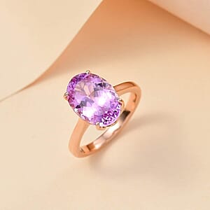 Luxoro Premium Martha Rocha Kunzite 7.45 ctw Solitaire Ring in 10K Rose Gold (Size 9.5)