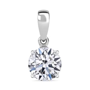 Luxuriant Lab Grown Diamond G-H, SI 0.50 ctw Solitaire Pendant in Platinum Over Sterling Silver (Del. in 12-15 Days)