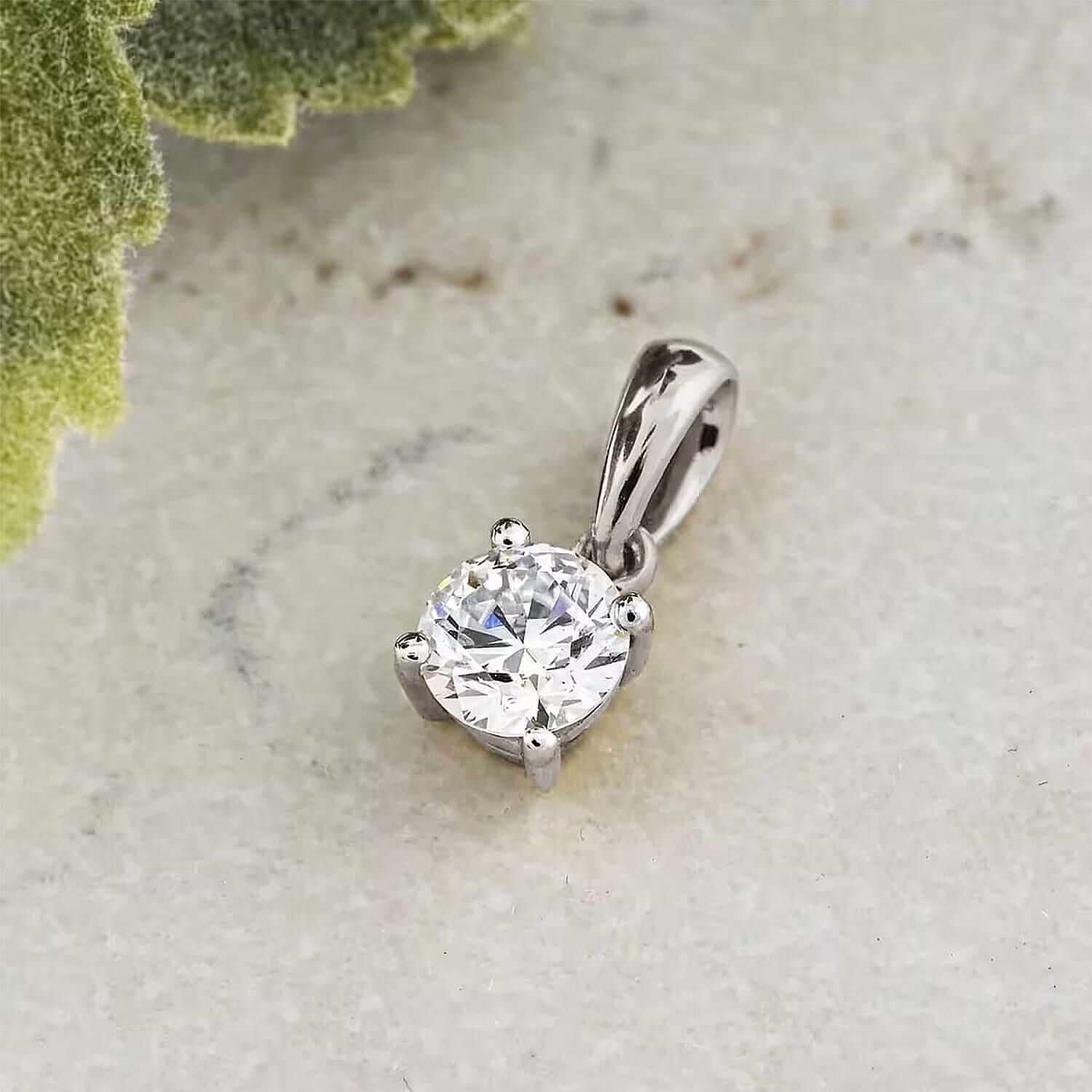 (Do Not Schedule For LS) Luxuriant Lab Grown Diamond G-H, SI 0.50 ctw Solitaire Pendant without Chain in Platinum Over Sterling Silver