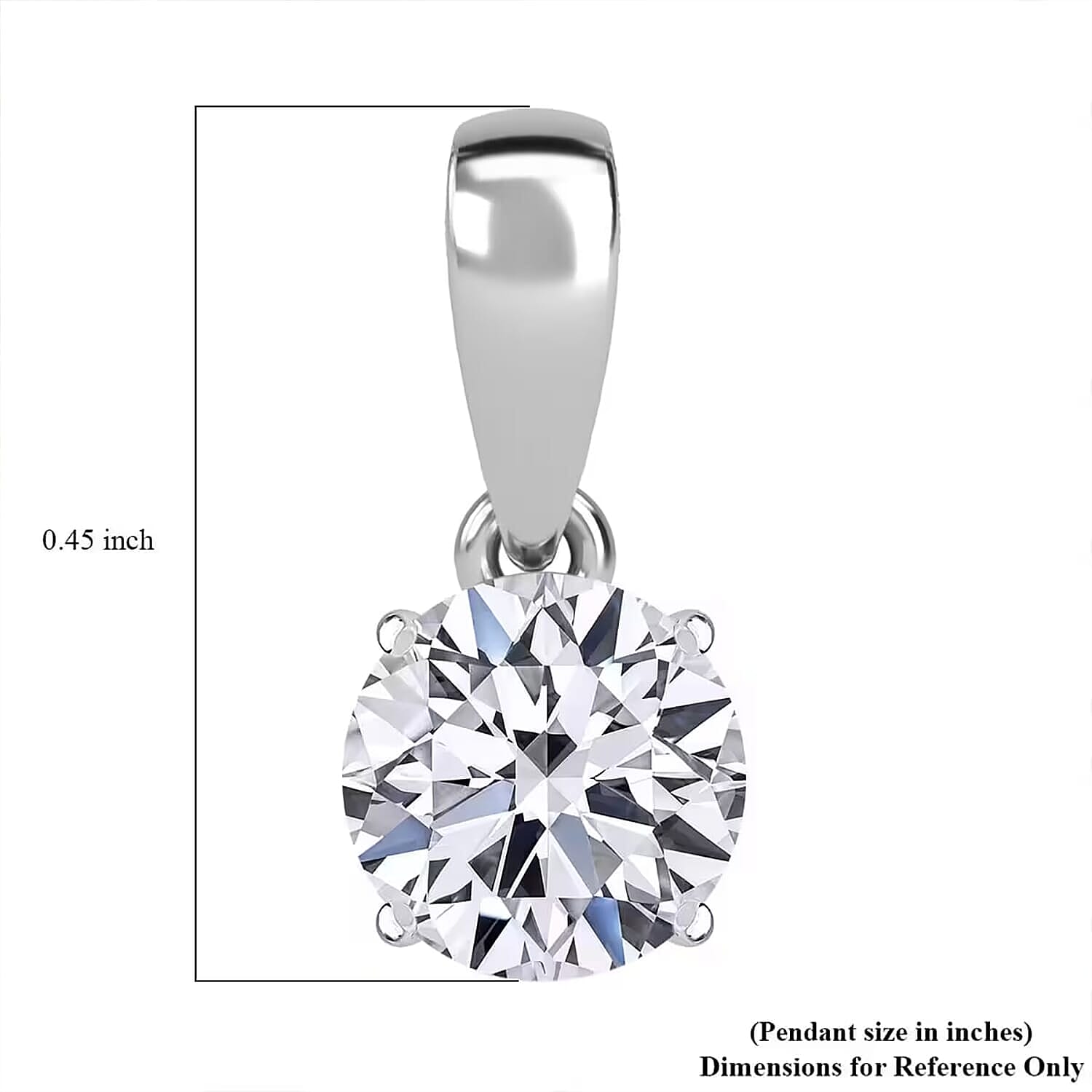 (Do Not Schedule For LS) Luxuriant Lab Grown Diamond G-H, SI 0.50 ctw Solitaire Pendant without Chain in Platinum Over Sterling Silver
