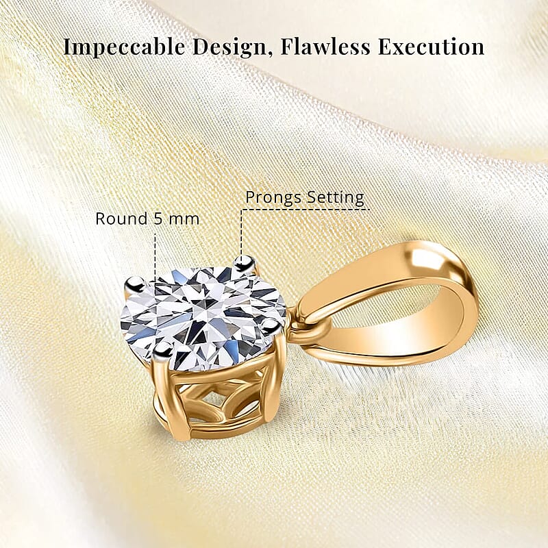 Luxuriant Lab Grown Diamond G-H SI 0.50 ctw Solitaire Pendant without Chain in 18K Vermeil Yellow Gold Over Sterling Silver