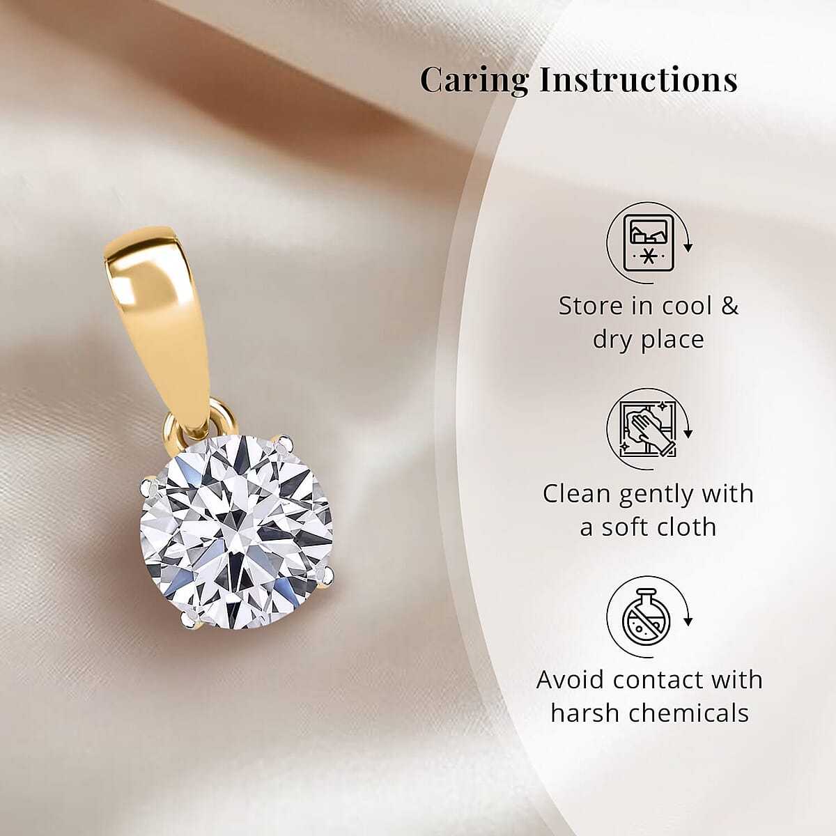 Luxuriant Lab Grown Diamond G-H SI 0.50 ctw Solitaire Pendant without Chain in 18K Vermeil Yellow Gold Over Sterling Silver image number 7