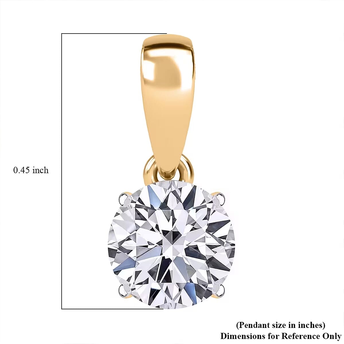 Luxuriant Lab Grown Diamond G-H SI 0.50 ctw Solitaire Pendant without Chain in 18K Vermeil Yellow Gold Over Sterling Silver image number 9