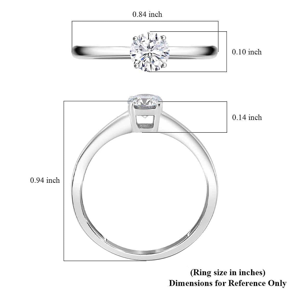 Luxuriant Lab Grown Diamond Ring in Platinum Over Sterling Silver (Size 10.0) 0.50 ctw