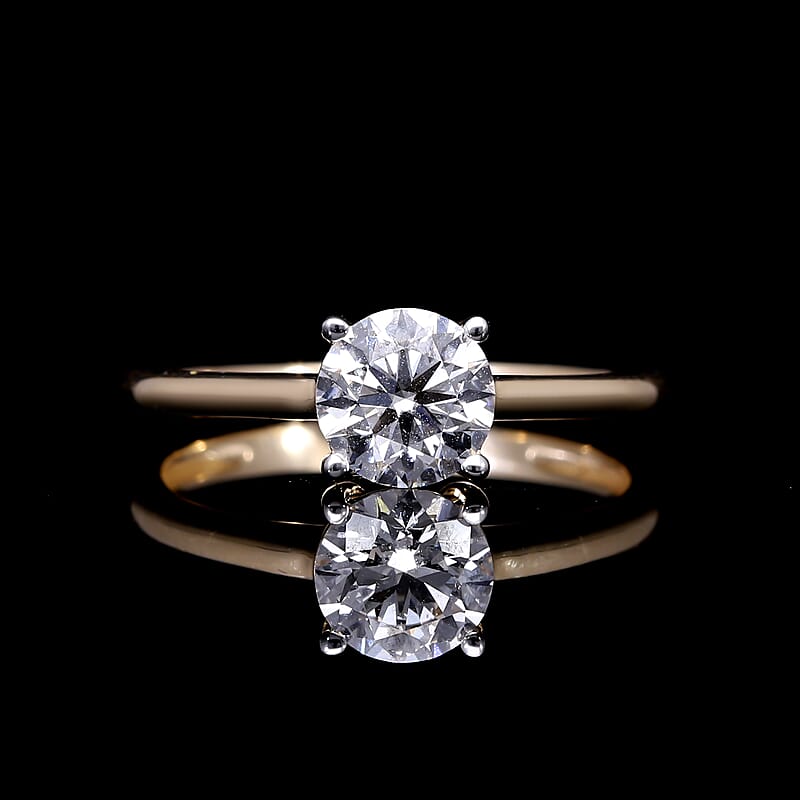 Luxuriant Lab Grown Diamond 0.50 ctw Solitaire Ring in Vermeil Yellow Gold Over Sterling Silver (Size 8.0)